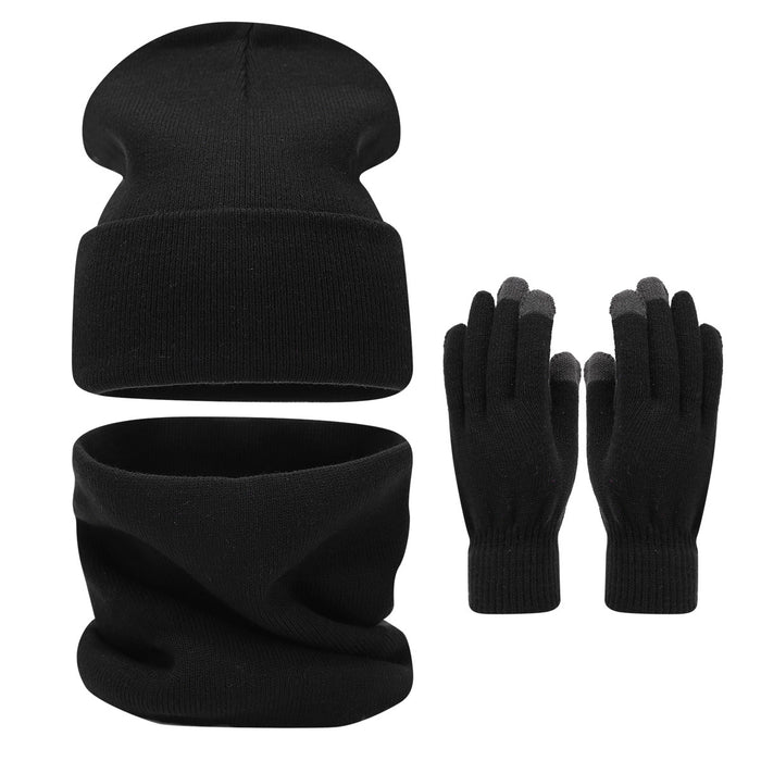 Wholesale circumference solid color hat f gloves three-piece set