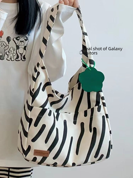 Wholesale Versatile Zebra Pattern Tutorial Bag Handbag Tote Bag Single Shoulder Canvas Bag