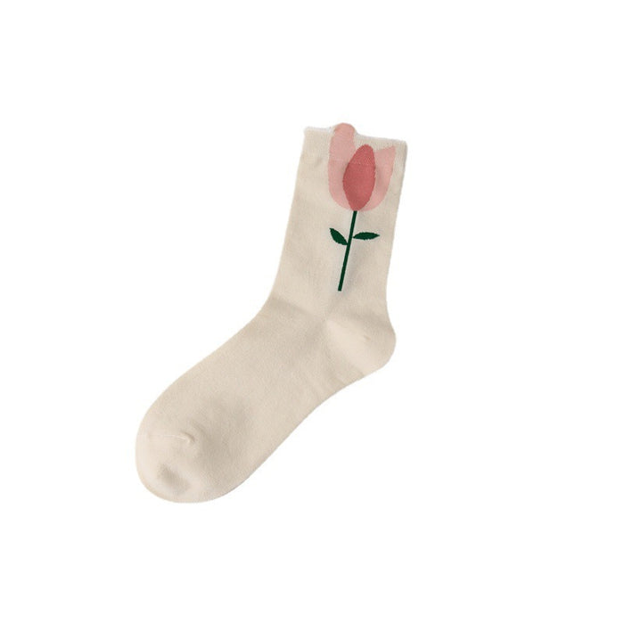 Wholesale Sweet and lovely flower tube socks, trendy and artistic socks