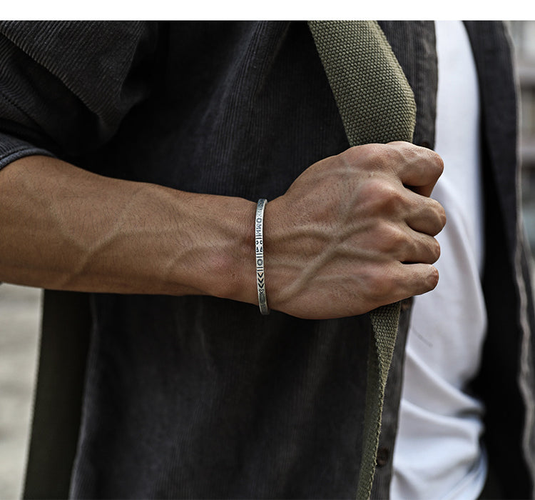 Wholesale Bracelet Silver Foot Silver Retro Solid Couple Bracelet Simple