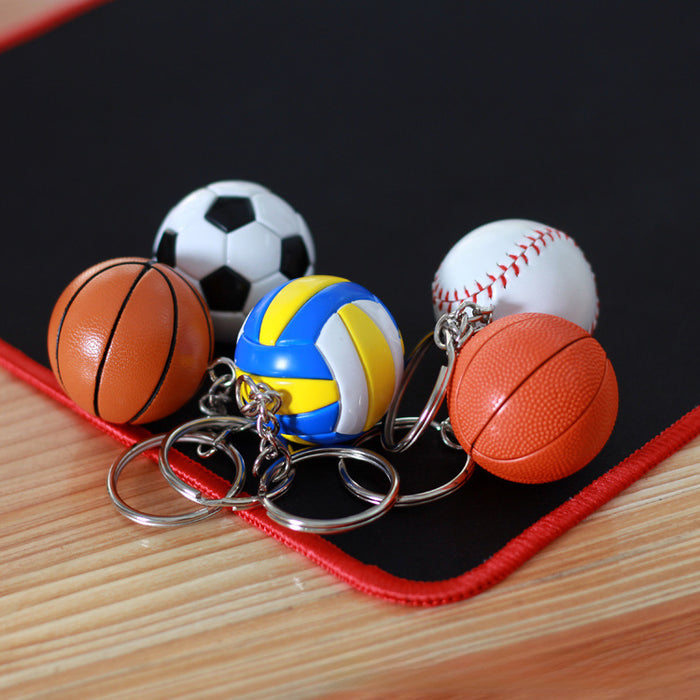 Wholesale Basketball  Simulation Keychain Volleyball Pendant Football  Baseball Keychain