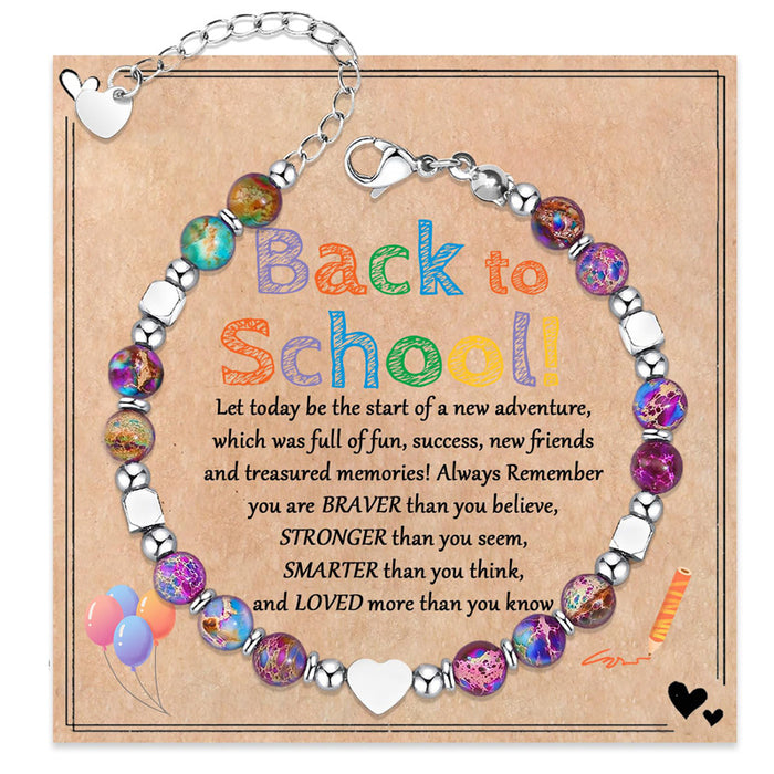 Wholesale Love piece bracelet,  peach heart stainless steel bracelet,  natural stone powder crystal