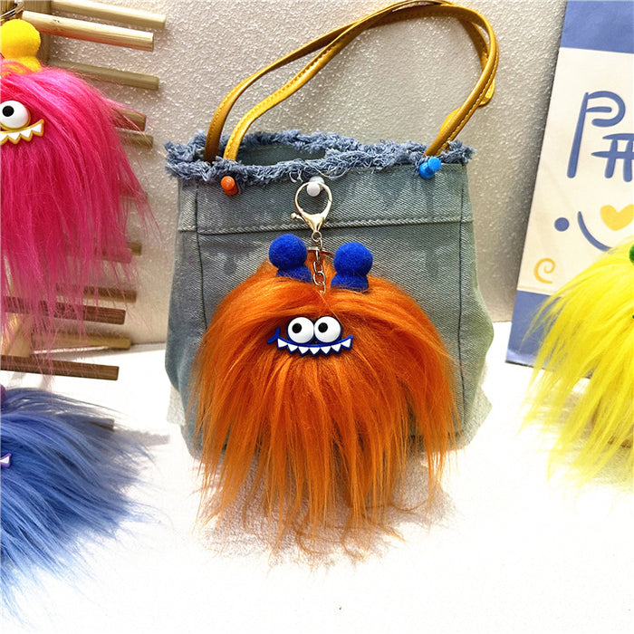 Wholesale Cute Cartoon Keychain Fried Hair Doll Sausage Mouth Bag Pendant Creative Plush Doll Gift