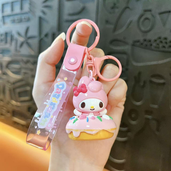 Wholesale Electroplated Cute Donut Keychain