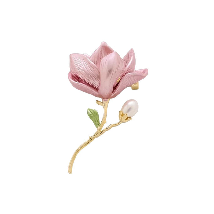 Wholesale Alloy Pink Magnolia Brooch