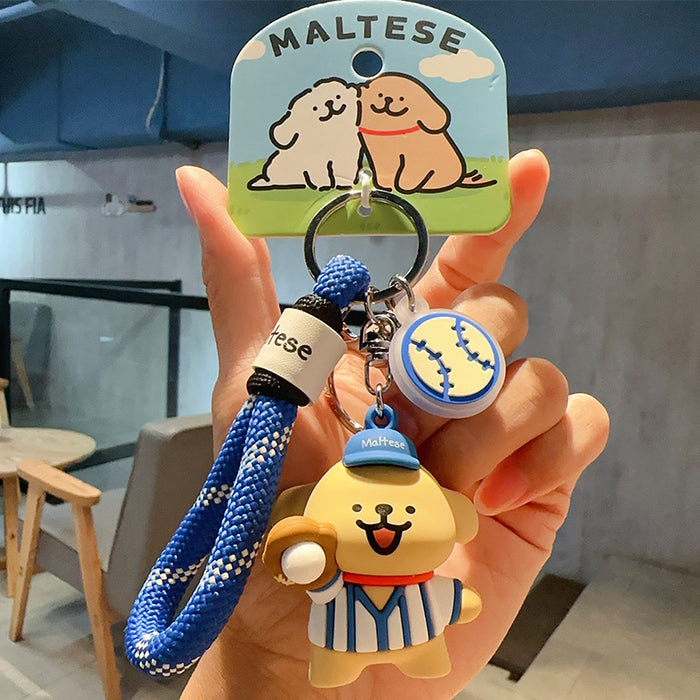 Wholesale  Sports Badminton Baseball Puppy Keychain Female Cute Couple School Bag Small Hanging Ornaments