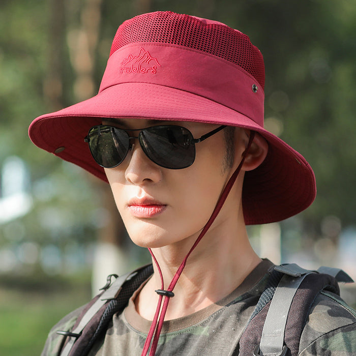 Wholesale portable fisherman hat men's outdoor fishing cap mesh breathable