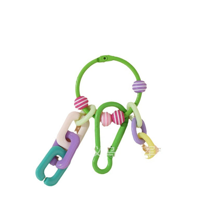 Wholesale Colorful creative couple love chain keychain handmade DIY girls doll bag pendant accessories