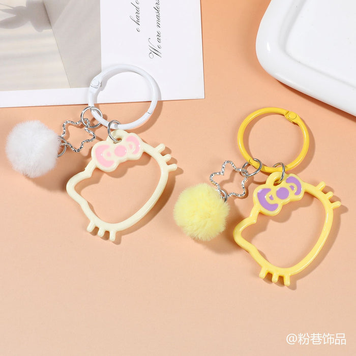 Wholesale Blue Plastic Cat Head Keychain Hollowed Out Cute Bag Charm For Backpack Birthday Gift