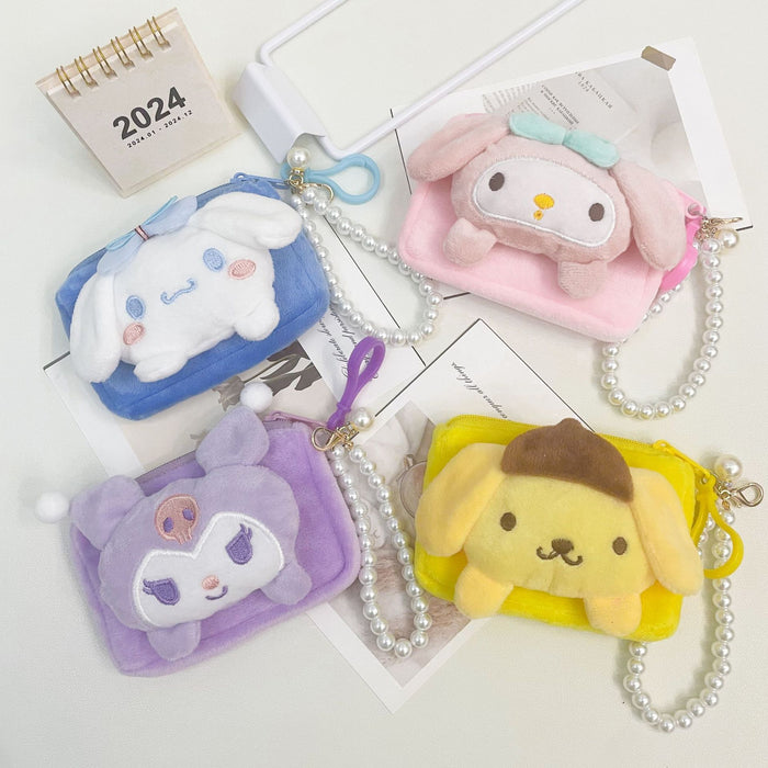 Wholesale coin purse cartoon cute doll square small wallet coin headset storage bag