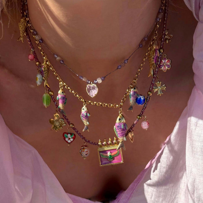 Wholesale Fashionable copper gold fish necklace with exquisite zirconium pendant necklace, collarbone chain, electroplated gold