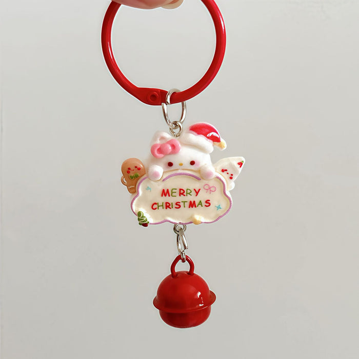 Wholesale Cartoon Cat Christmas Design Resin Keychain Bell Charm Cute Bag Charm Gift