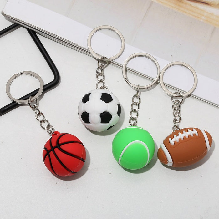 Wholesale mini basketball Football key chain simulation sporting goods