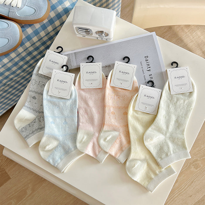 Wholesale Retro floral fashionable combed cotton short socks