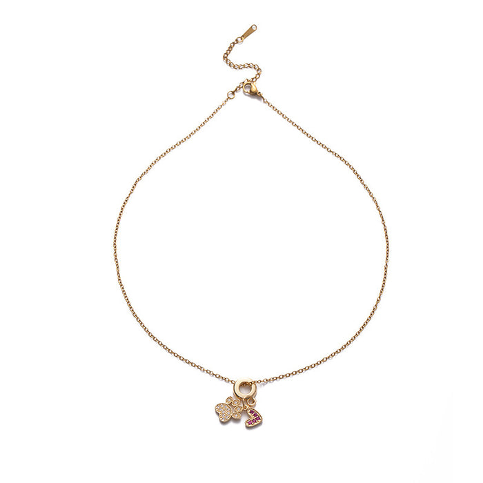 Wholesale Creative New Love Fashion Clavicle Chain Simple and Exquisite Color Pendant Exquisite Zircon Necklace for Women