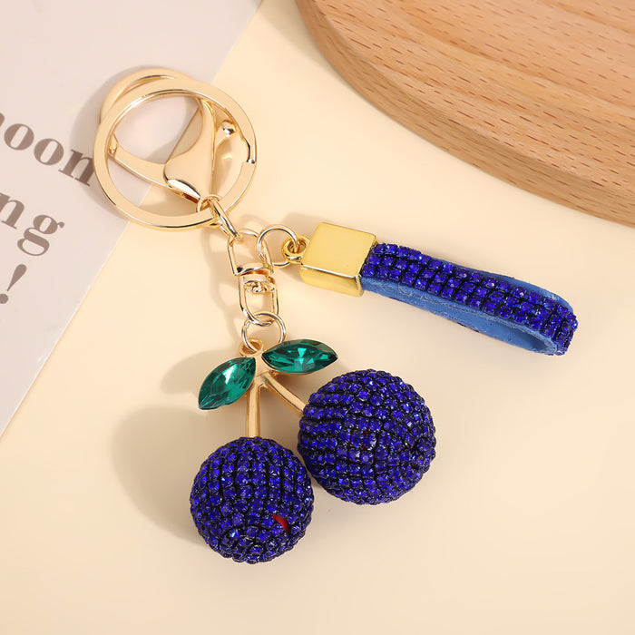 Wholesale Modern minimalist cherry keychain with diamonds