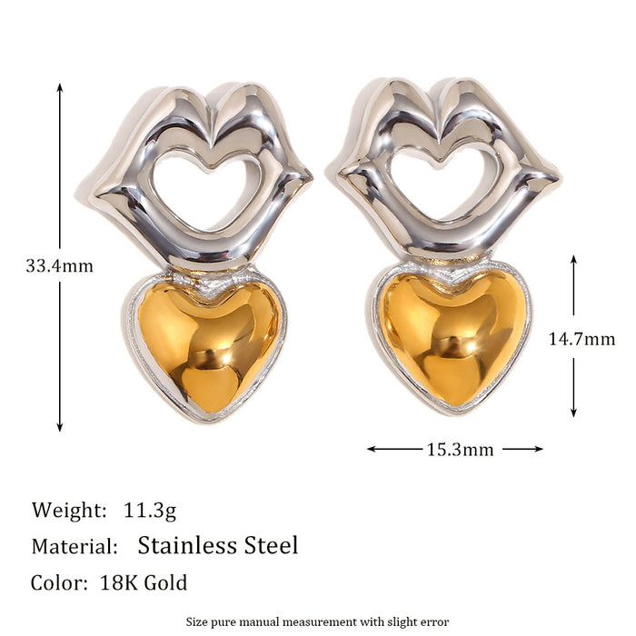 Wholesale Design Gold Earrings Stainless Steel Plated 18K Gold Double Color Mouth Christmas Tree Earrings for Women