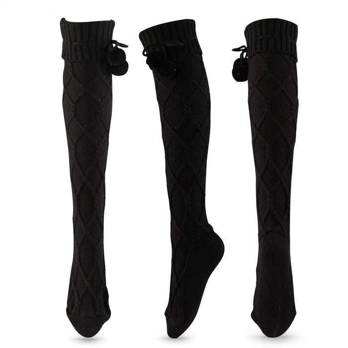 Wholesale Knitted socks, plush knee high socks, solid color pile socks
