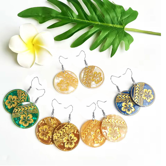 Wholesale Stylish Hibiscus Flower Drop Earrings Acrylic Floral Print Jewelry Accessory MOQ≥2