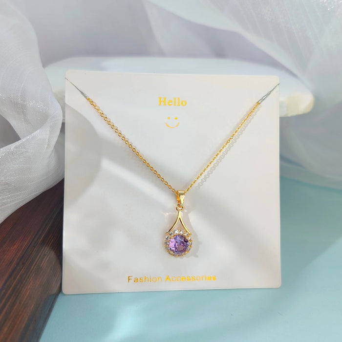 Wholesale New five petal flower necklace, light luxury, niche, high-end, versatile, temperament, collarbone chain, zircon pendant