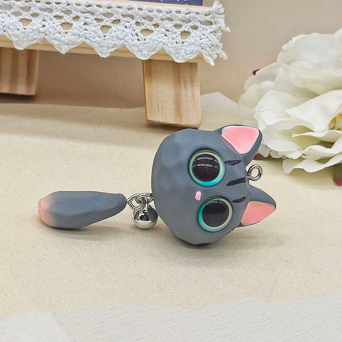 Wholesale Resin Big Eye Cat Head Keychain Stereo Cat Doll Pendant Car Backpack Pendant Small Gift