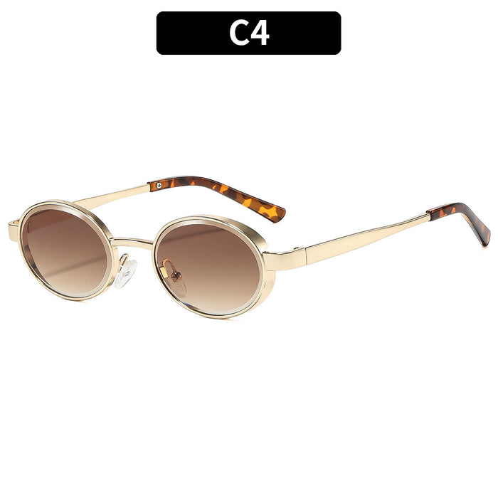 Wholesale Retro Punk Oval Metal Sunglasses Fashion UV400 Sunscreen