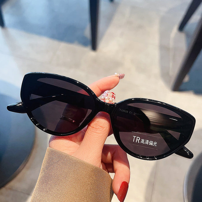 Wholesale Retro tea brown oval sunglasses for women, high-end sense, square round face sunglasses, polarized