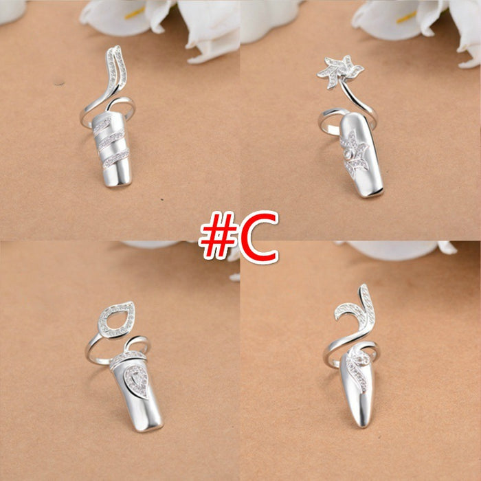 Wholesale Fashion nail joint ring four piece set jewelry accessories light luxury high-end ring set