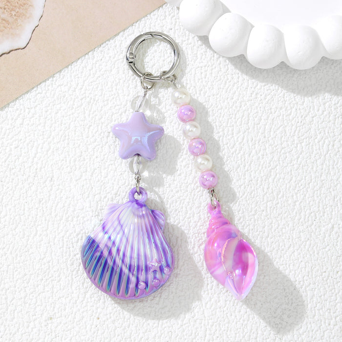 Wholesale Ocean Dream Seashell Keychain Acrylic Blue Cute Fashion Accessory Gift MOQ≥2