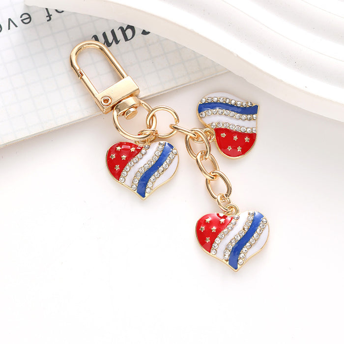 Wholesale American Independence Day Flag Series Heart Shape Alloy Keychain JDC-KC-ChaoK046