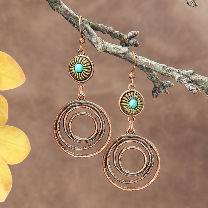 Wholesale Bohemian Geometric Irregular Leaf Metal Earrings Fashion Accessory MOQ≥2