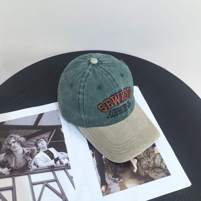 Wholesale Versatile duckbill hat washed with retro embroidery, used sun hat, casual sun protection baseball hat