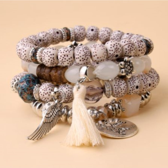 Wholesale Layered Turquoise Leaf Bracelet Set 4-Piece Fashion Jewelry Accessory MOQ≥2