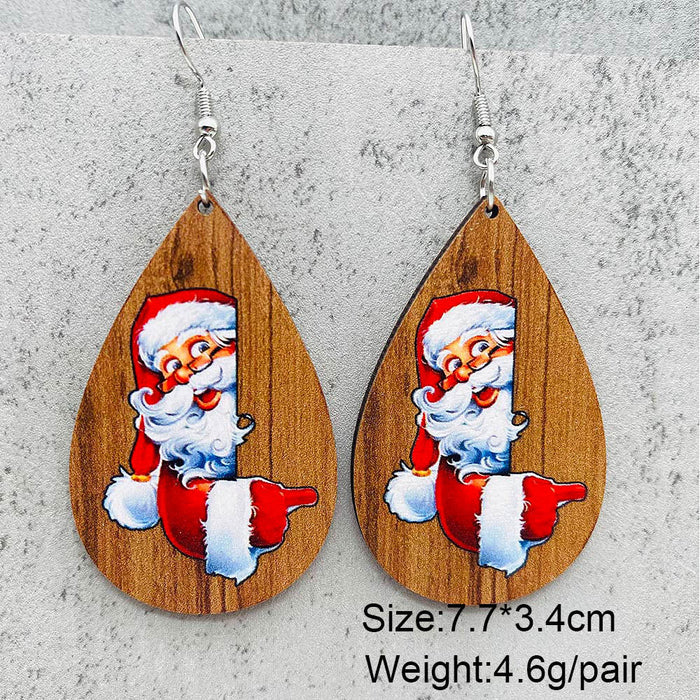 Wholesale  Bell Red Car Water Drop Wooden Earrings Christmas Accessories