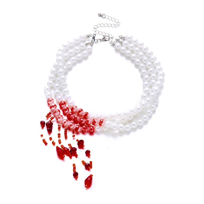 Wholesale Gothic blood drop tassel collar choker  personalized beaded necklace