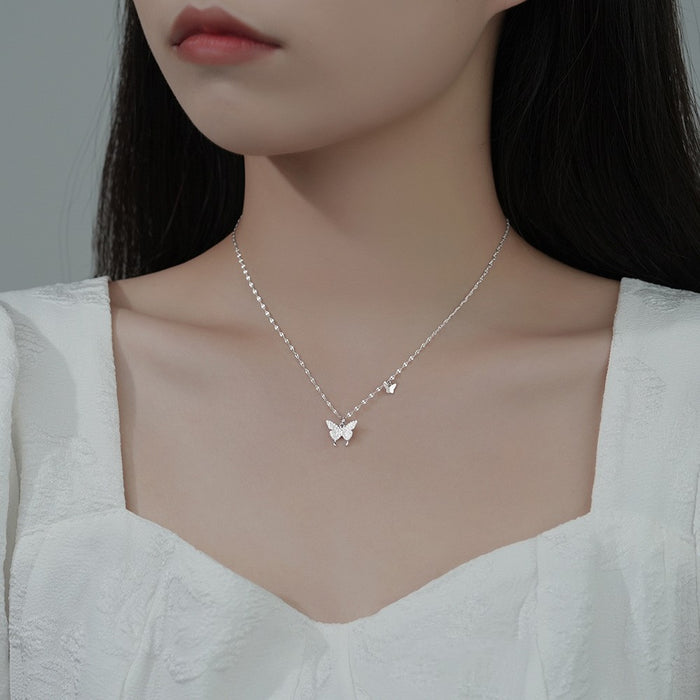 Wholesale Flash Diamond Butterfly Necklace Clavicle Chain Elegant Necklace Women