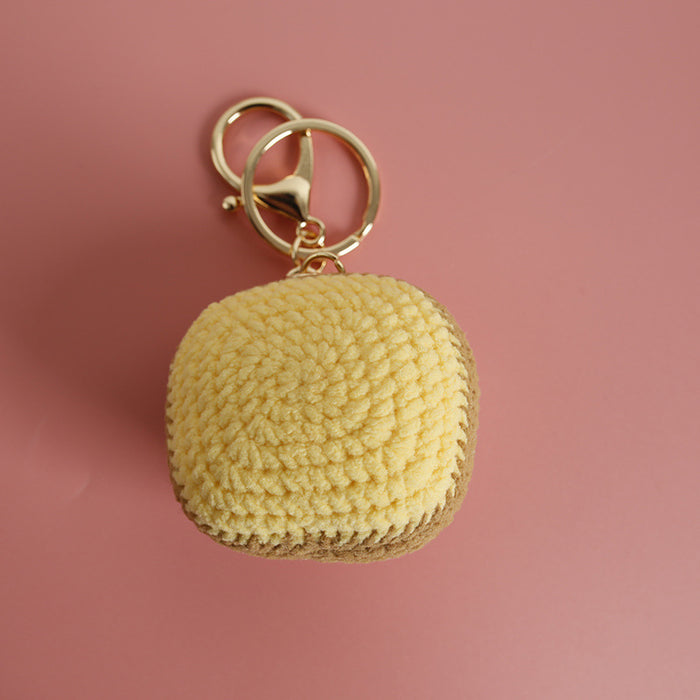 Wholesale Creative hand-woven egg yolk toast pendant wool crocheted cute key chain poached egg shape bag pendant