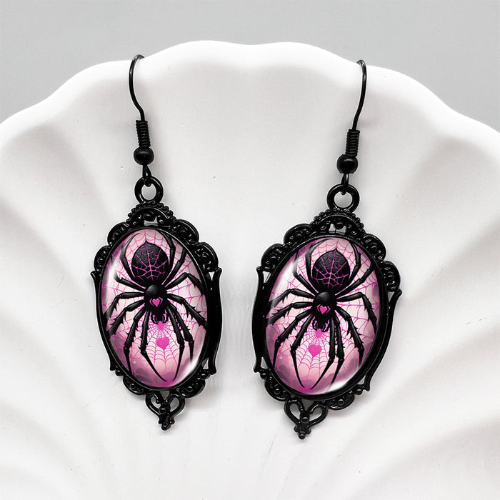 Wholesale  red  Round Earrings  Web Earrings Vintage Love Bugs Time and Light Gems Black Earrings
