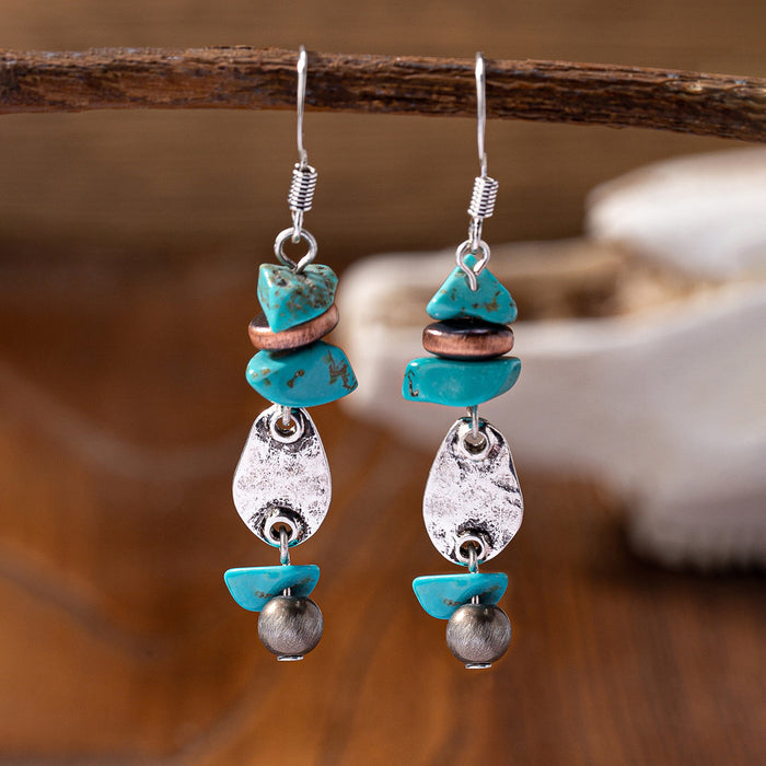Wholesale Retro turquoise decorative pendant earrings exaggerated personality