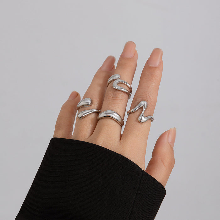 Wholesale Design Sense Geometry Ring Niche Open Ring Index Finger Ring Lava Metal Arc Ring