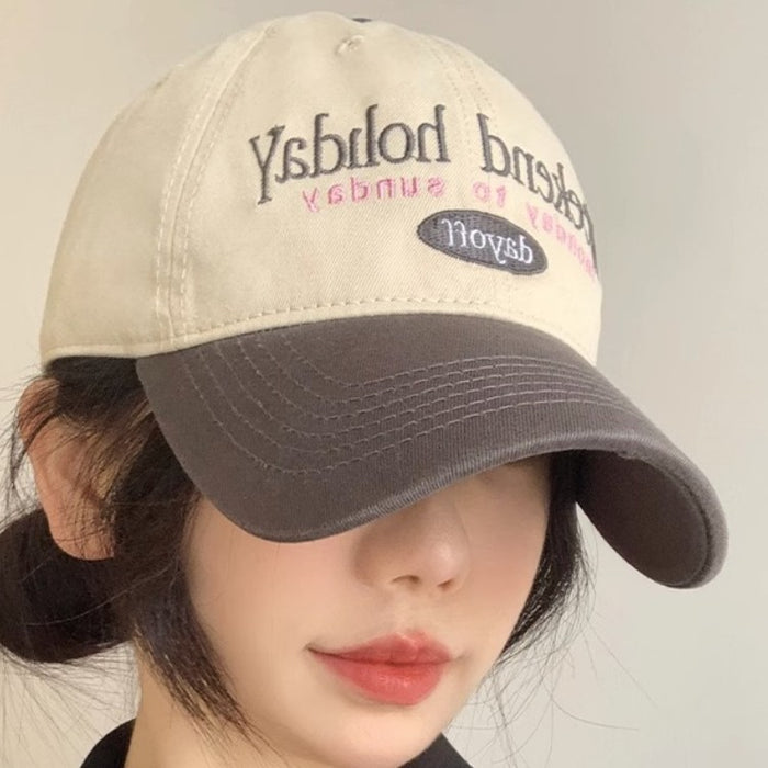 Wholesale Baseball cap retro color blocked versatile soft top duckbill cap