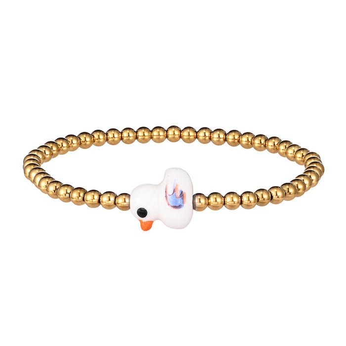 Wholesale Mini style fashion accessory animal ceramic stainless steel bracelet elastic bracelet