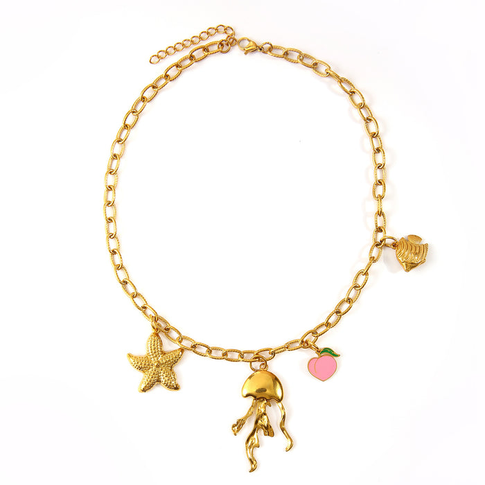 Wholesale New original design stainless steel ocean style necklace with drip oil pendant personalized accessories wholesale