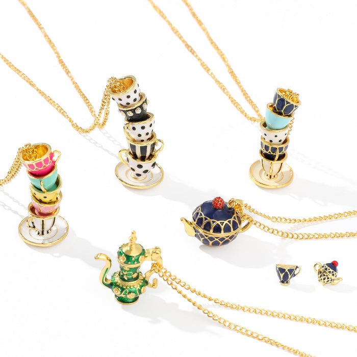 Wholesale Layer Enamel Glaze Teacup Alloy Necklace JDC-NE-BS010