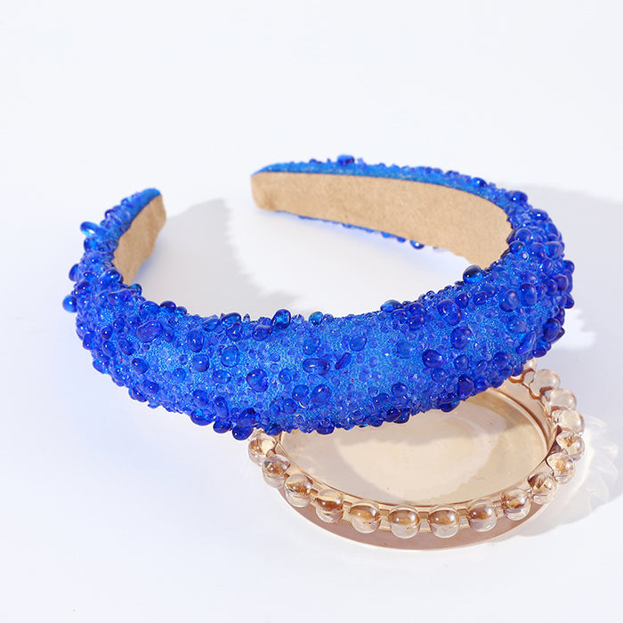 Wholesale Temperament headband women' s high-end super flash full diamond sponge daily dopamine solid color headband