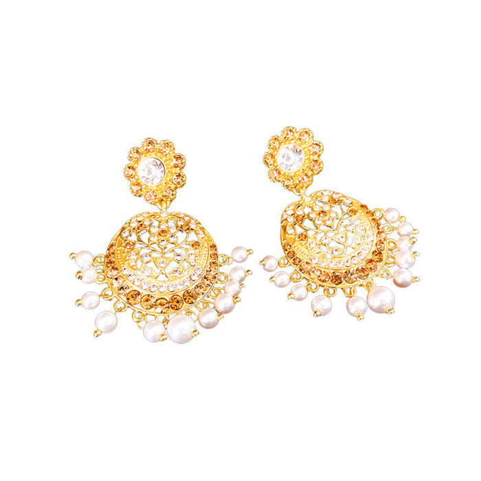 Wholesale Alloy Diamond Pearl Round Earrings JDC-ES-SM011