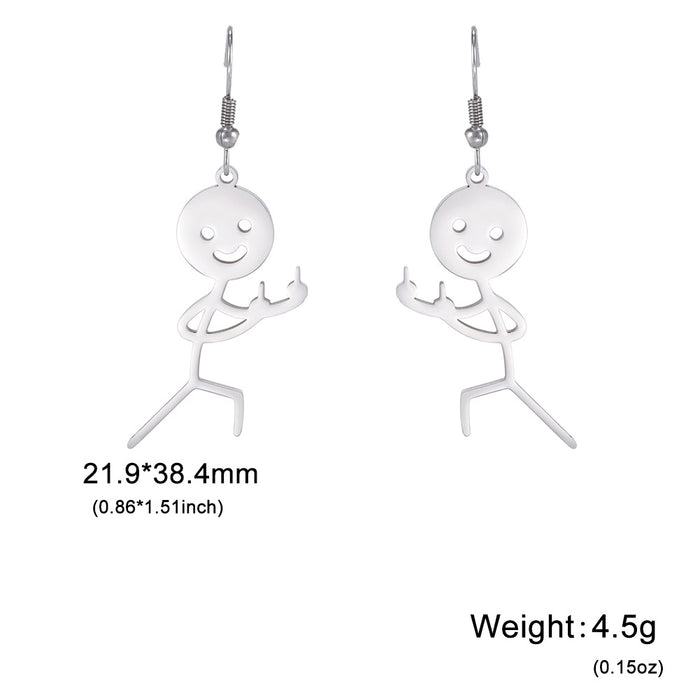 Wholesale Personalized, Cute, Versatile, Simple Drawing, Hollow Pendant, Stainless Steel Earrings
