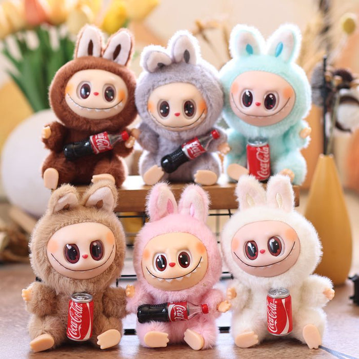 Wholesale Cute and cute second generation Coke vinyl rabbit pendant plush toy doll little rabbit bag pendant keychain
