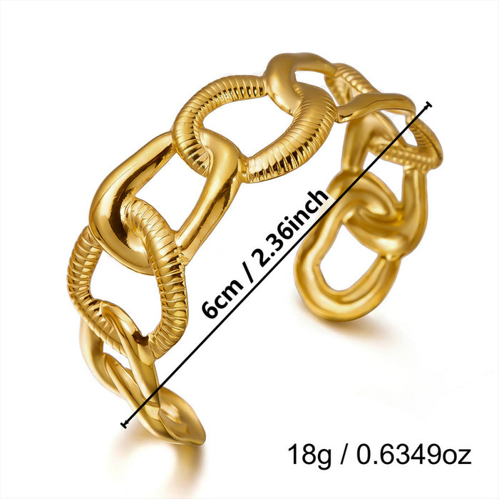 Wholesale Stylish Stainless Steel Open Cuff Bracelet Gold Plated Geometric Cutout Design