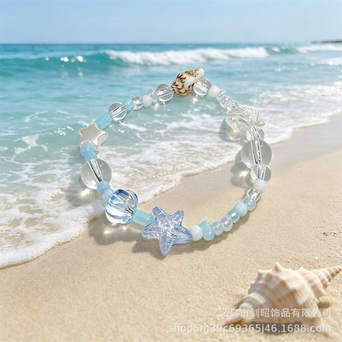 Wholesale Ocean Wind Glass Shell Beaded Bracelet Trendy Fashion Accessory